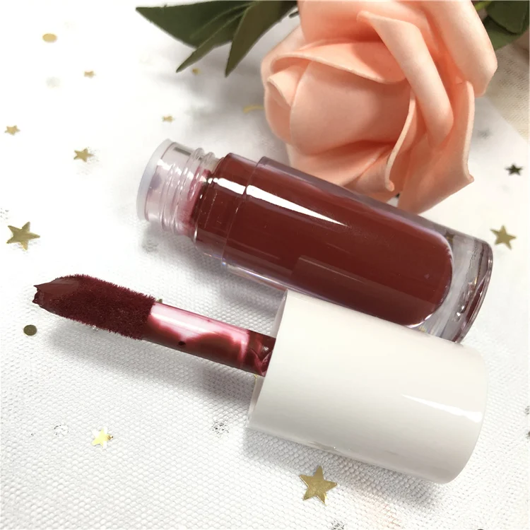 Luxury matte liquid empty round shape create your own buy lipstick brand mini size packaging