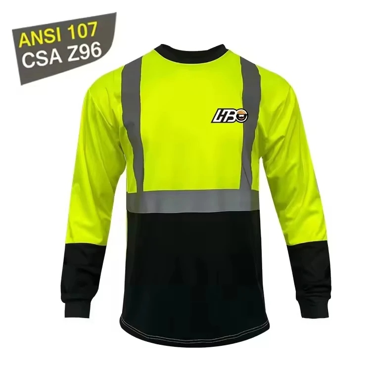 HBC custom Ansi Class 3 safety reflective shirt man work wear Construction engineer Safety Reflective Long Sleeve Hi Vis shirts