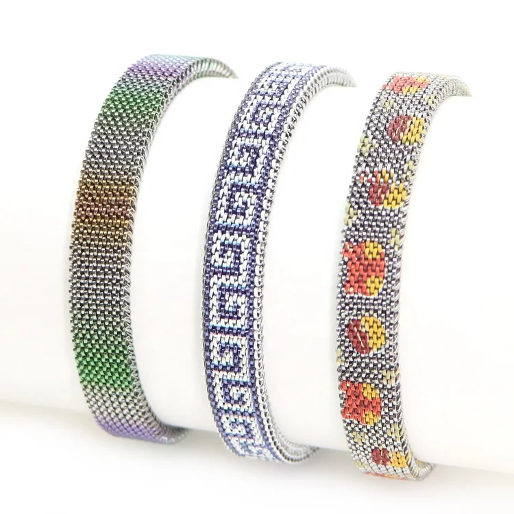 Luxury Elastic Stainless Steel Stretch Bracelet Muslim Style Jewelry Customized Fret Pattern Ethnic Bracelet for Men Women