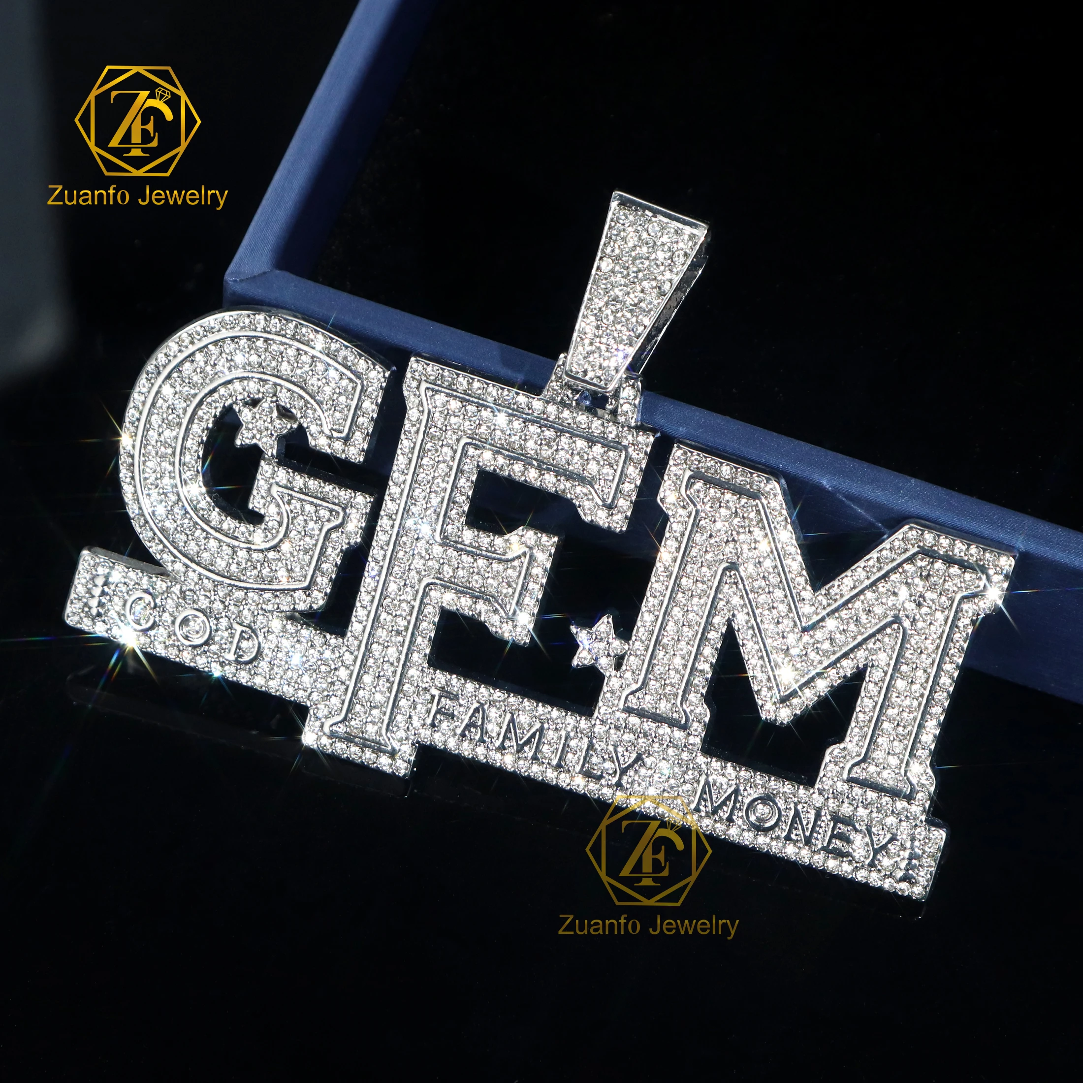Custom Iced out Hip Hop Style Moissanite Letter Pendant 925 Sterling Silver Jewelry with Moissanite Pendant Charm