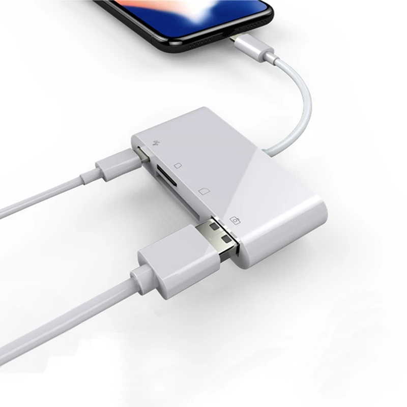 Оптовая продажа USB-кардридер с подсветкой 8 pin на USB OTG адаптер зарядным портом для iphone