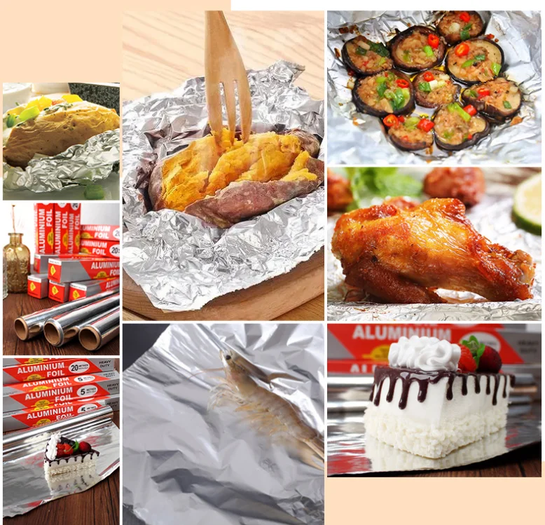 Food Grade Heavy Duty Disposable Foil Paper Household Kitchen Aluminum Tin Foil Paper Roll For Food Packing