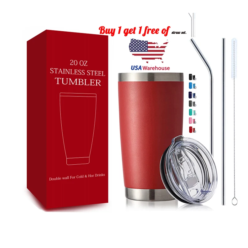 USA Warehouse tumbler cups vacuum insulated  insulated double wall 20oz  coffee wine beer mug stainless steel tumbler