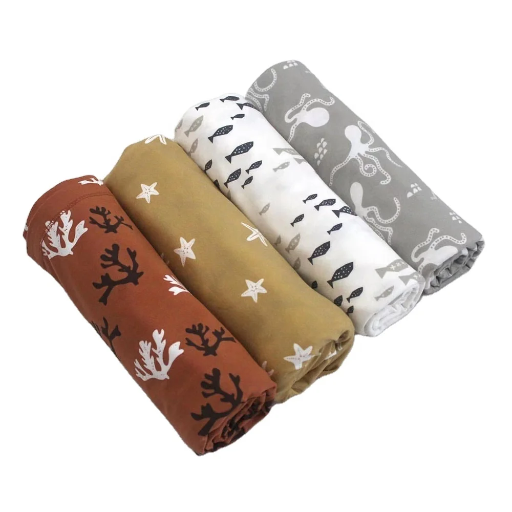 2023  Nursery Bedding Baby 70% Bamboo 30% organic cotton Fabric Pink Rainbow Print Muslin Blanket Swaddle