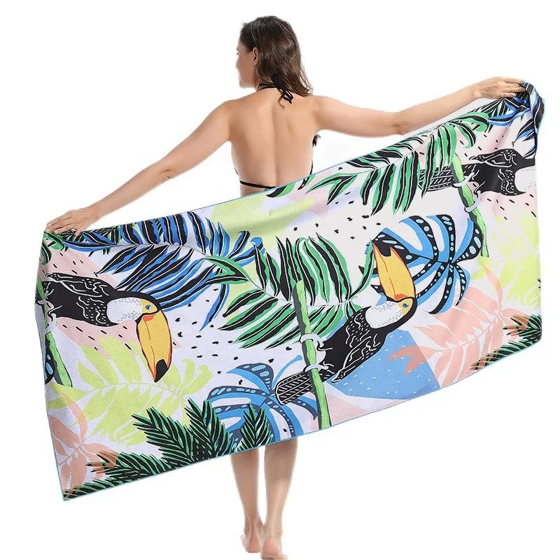 Promotional Cheap Full Color Cotton Large Beach Towel With Logo Custom Print