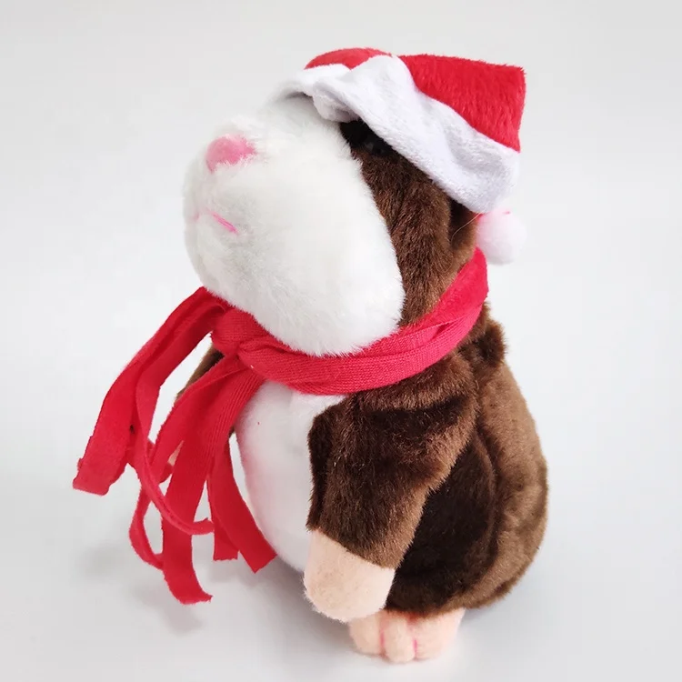 16cm talking hamster with christmas hat and scarf