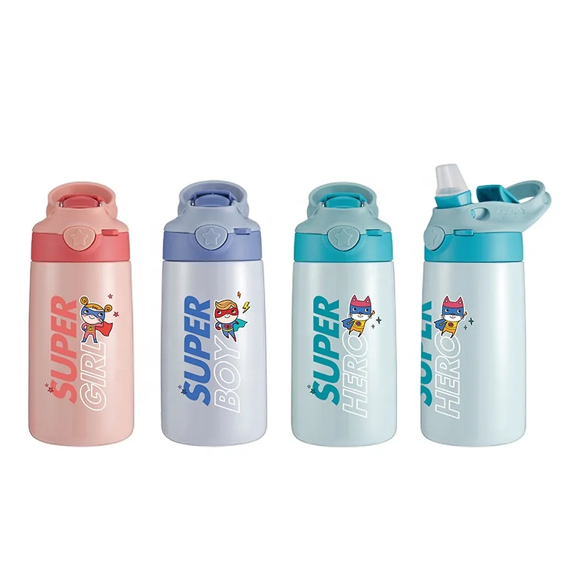 Cille 420ml таможня мультфильм дорожная сумка с защитой от протекания, пластик без добавления бисфенола А детская питьевая бутылка для воды с трубочкой