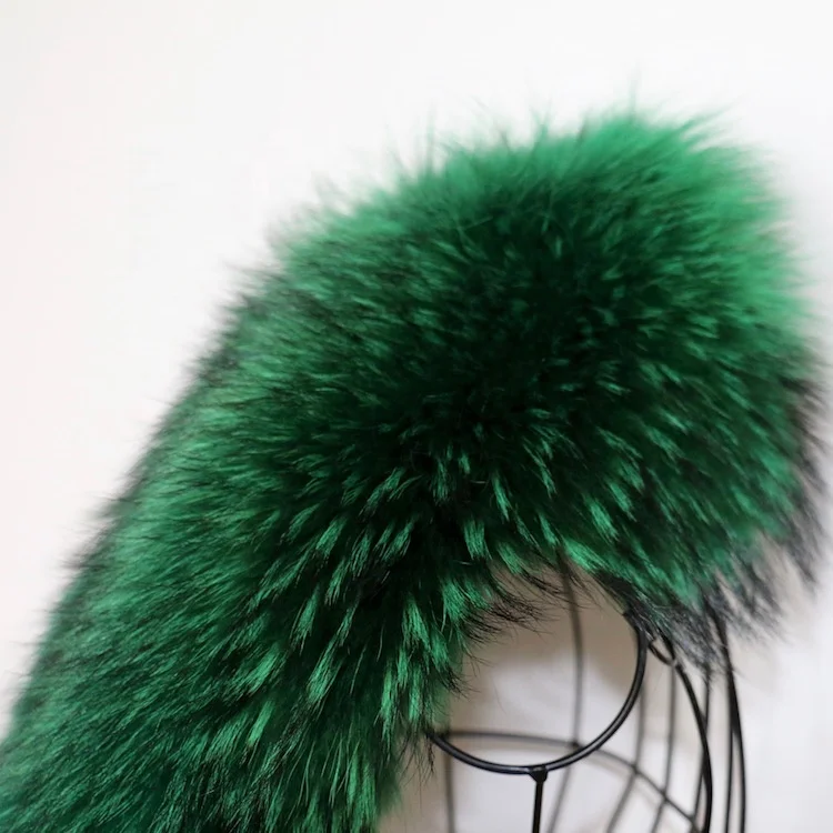 Wholesale Top Quality Real Raccoon Fur Scarf for Leather Jacket Collar with Cheap Price