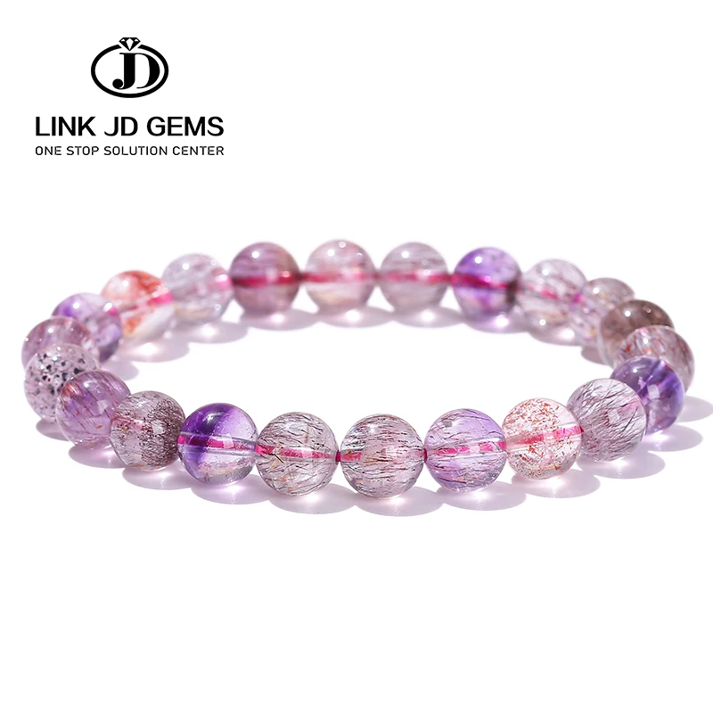 JD Women High Quality Luxury Reiki Healing Crystal Bangles Gift 8A Quality Natural Super Seven Rutilated Quartz Strand Bracelets