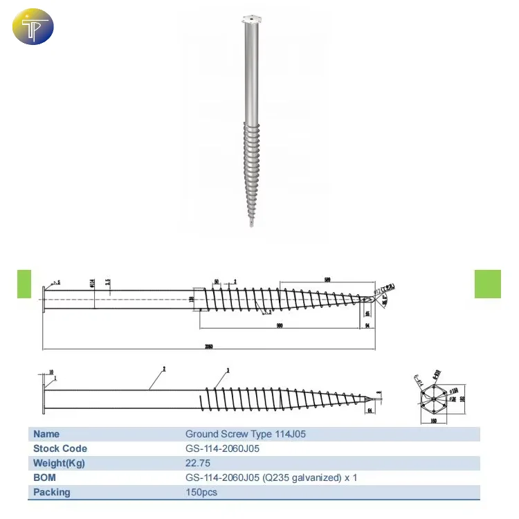 Professional Galvanized Earth Anchors Krinner Ground Screw Pile Solar Foundation