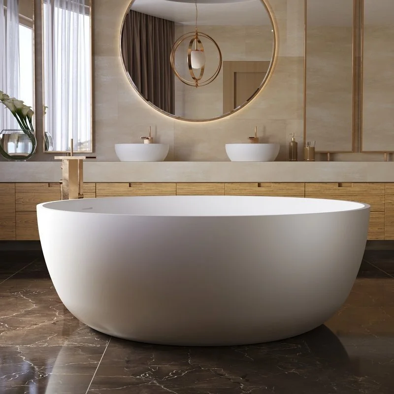 Modern Round Japanese High Acrylic Freestanding Round Tub Soaking White Deeply Small Bathtub With Seat