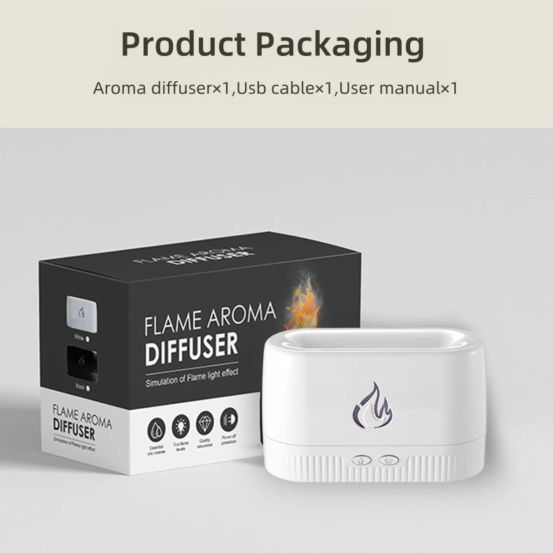 Best Sellers Flame Humidifier Diffuser 200Ml 3 In 1 Cool Mist Smart Home Ultrasonic Fire Flame Aroma Diffuser