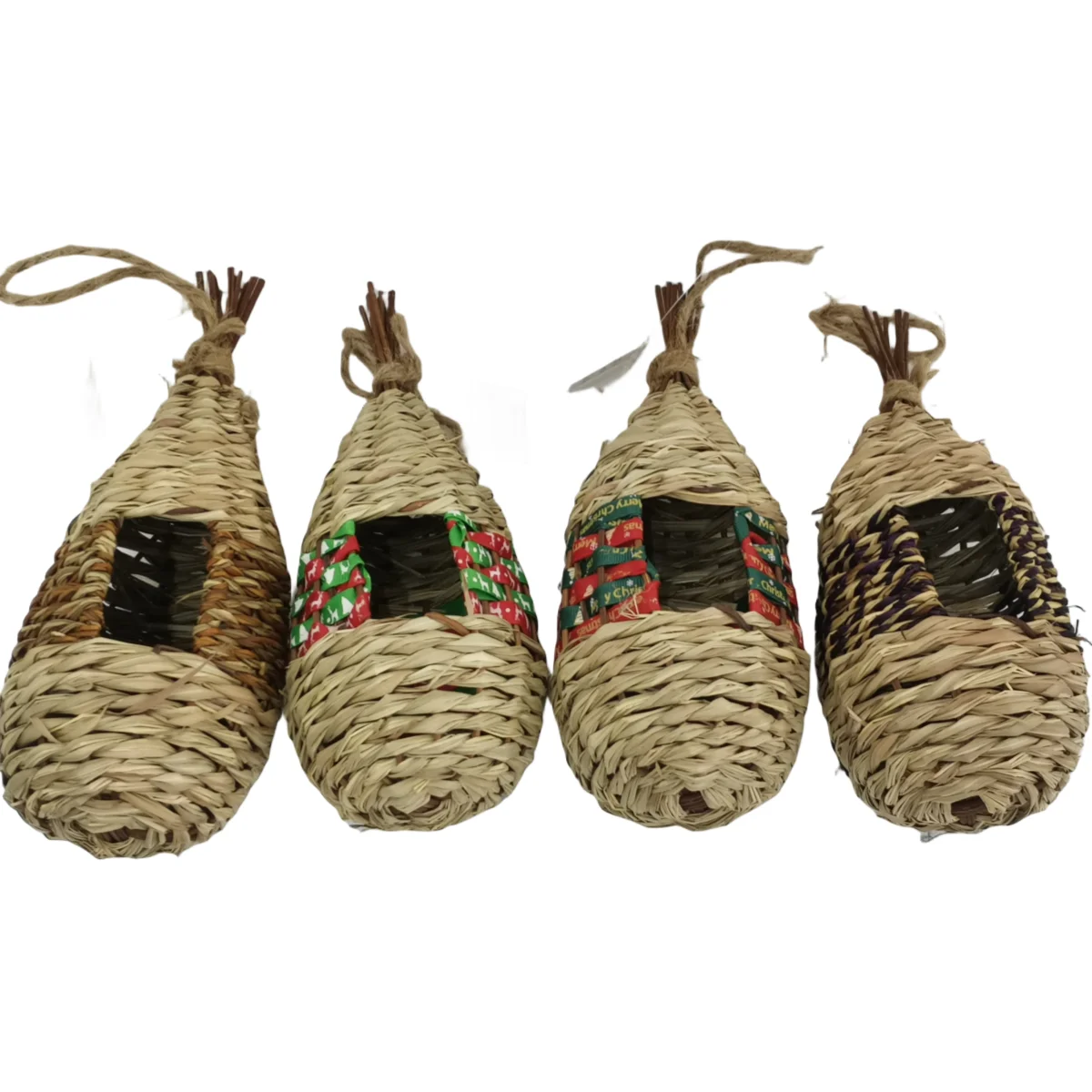 Hand-woven grass rope hummingbird hut bird nest villa style garden pendant bird feeder