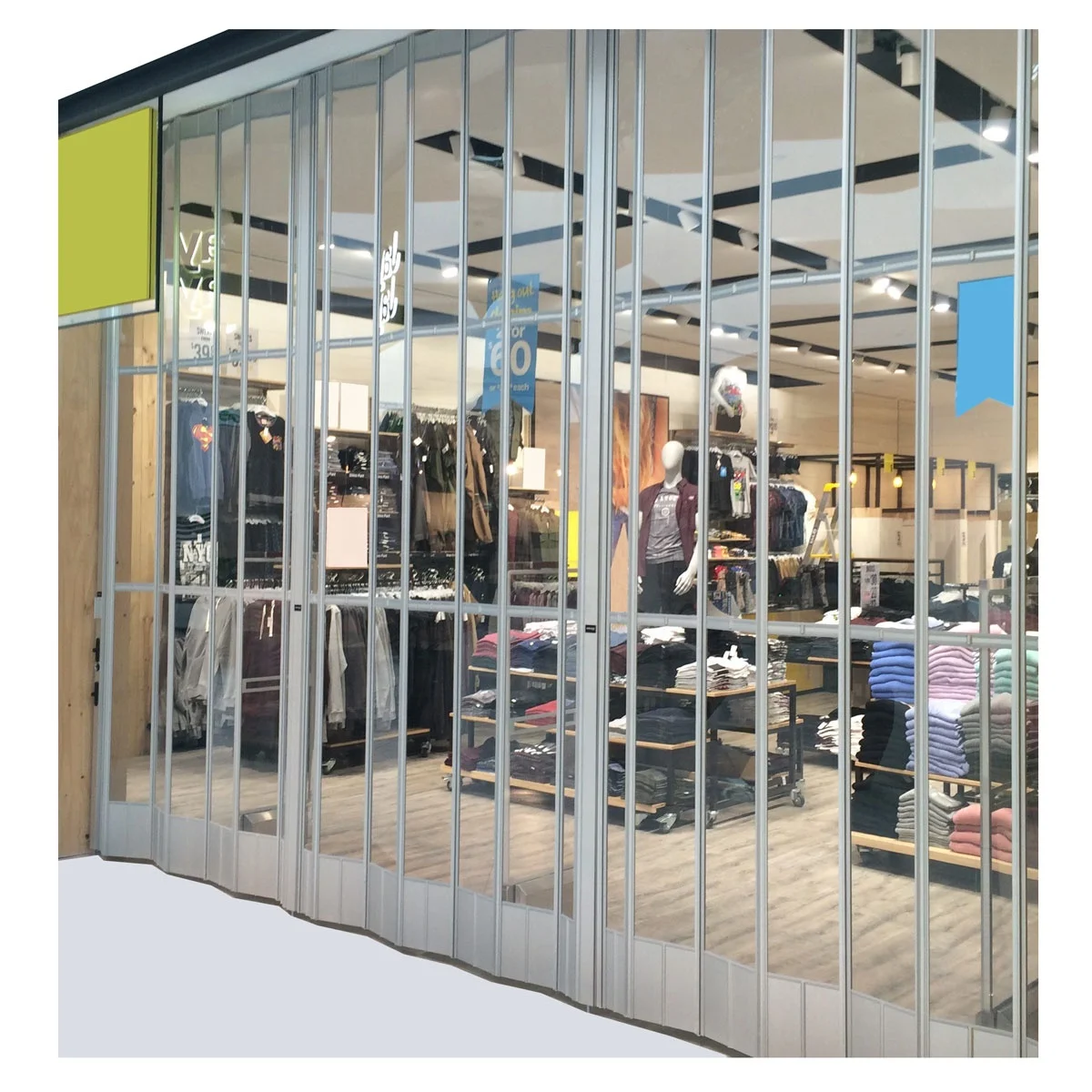 Clear Polycarbonate Folding Doors Commercial Store Aluminum PC Fold Up Doors Transparent Plastic Accordion Sliding Door Price