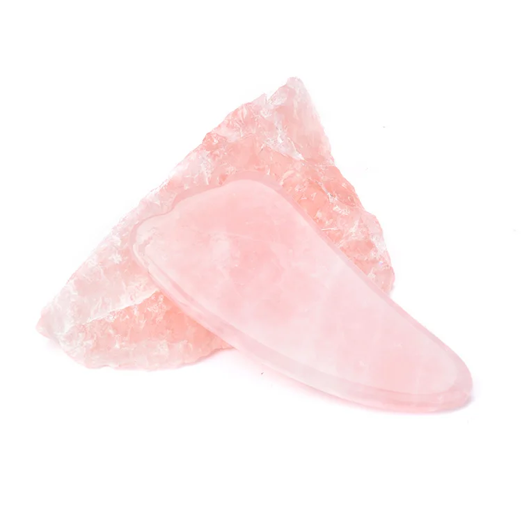 Wholesale natural jade stone rose quartz crystal gua sha scraping face jaw neck body massage tool