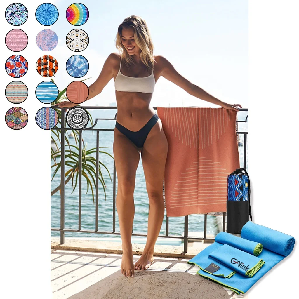 Promotional Quick Dry  Luxury Towel Recycled Microfiber Waffle Towel Set Custom Sublimation Print With Logo