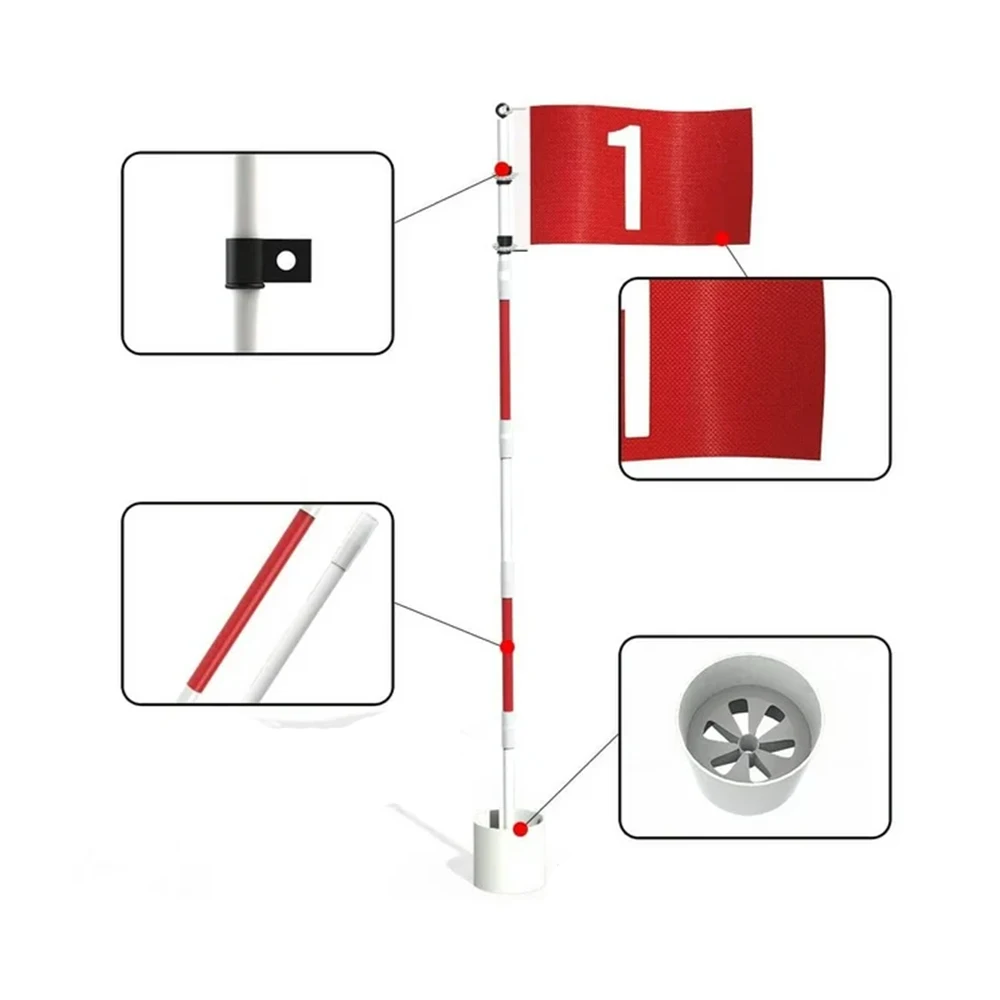 PRIMUS GOLF Hot Sales Golf Practice Flag Stick Removable Plastic Hole Cups And Nylon Cloth Flags Sticks Set Golf Flagstick