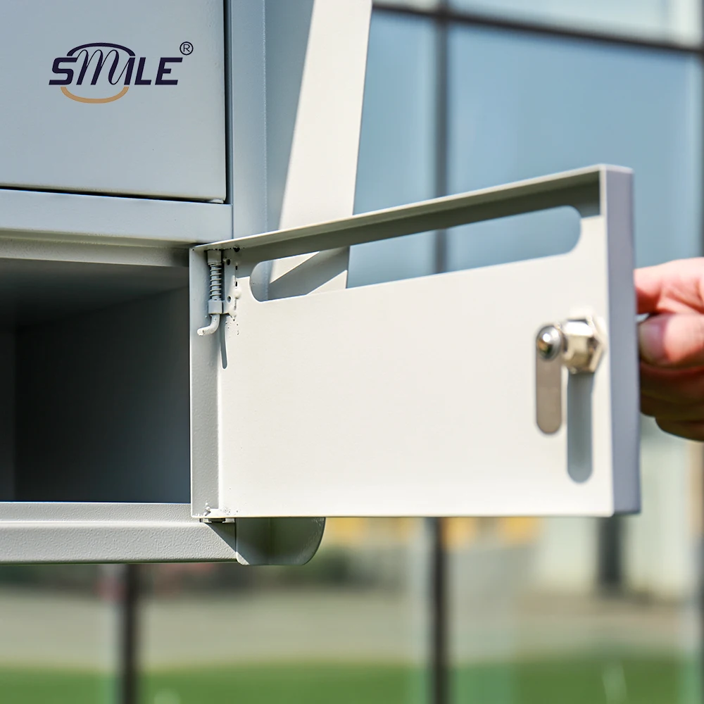 SMILE Custom Made Free Standing Stainless Steel Apartment Building American postbox Parcel Delivery Box USA outdoor Mailbox
