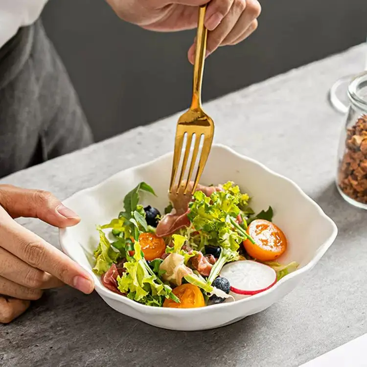 Cheap Dinnerware Tableware Restaurant Microwavable Kitchen Porcelain Cereal Snack Serving Fruit Mixed Ramen Ceramic Salad Bowl