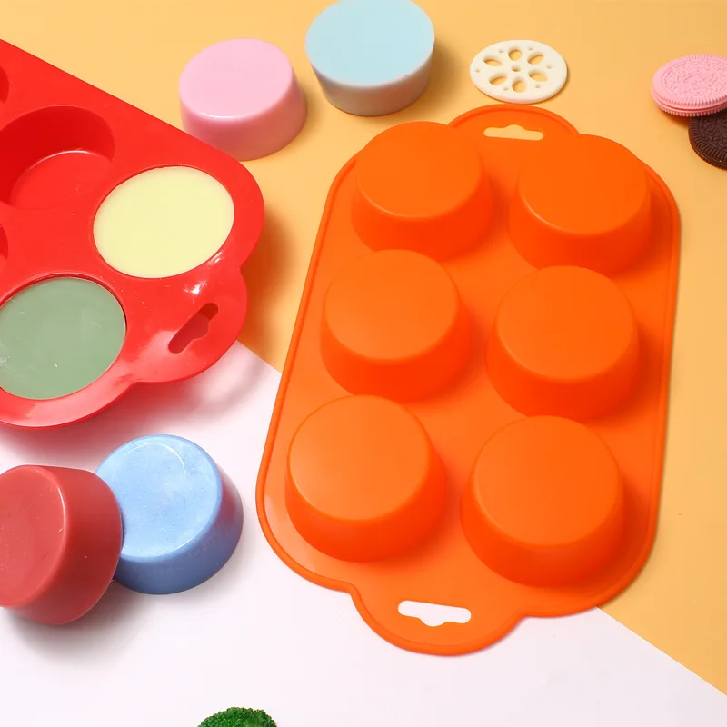6 holes Round Silicone Cake Mold Handmade Baking Desserts Cake Silicone Cupcake Baking Cups Cake tools supplier