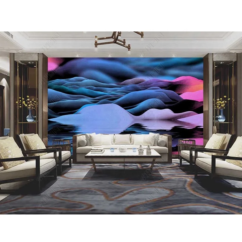 Custom hand-painted landscape reflection scenery for living room TV background decoration 3D wallpaper
