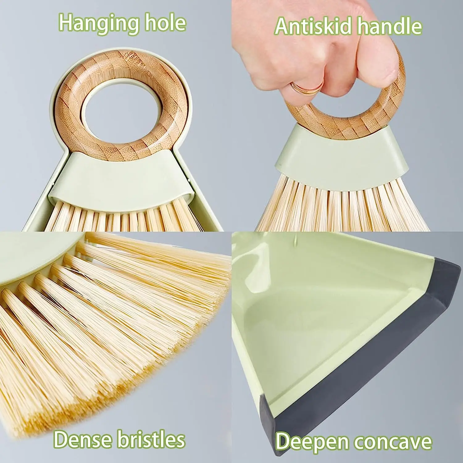 Household Cleaning Tools Desktop Cleaning Mini Broom and Dustpan Set Wooden Handle Hanging Household Brush