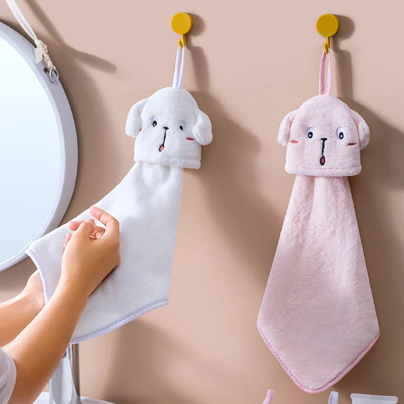 Cute Cartoon Rabbit character Towels Factory wholesale Bathroom Hand Towels with Loop
