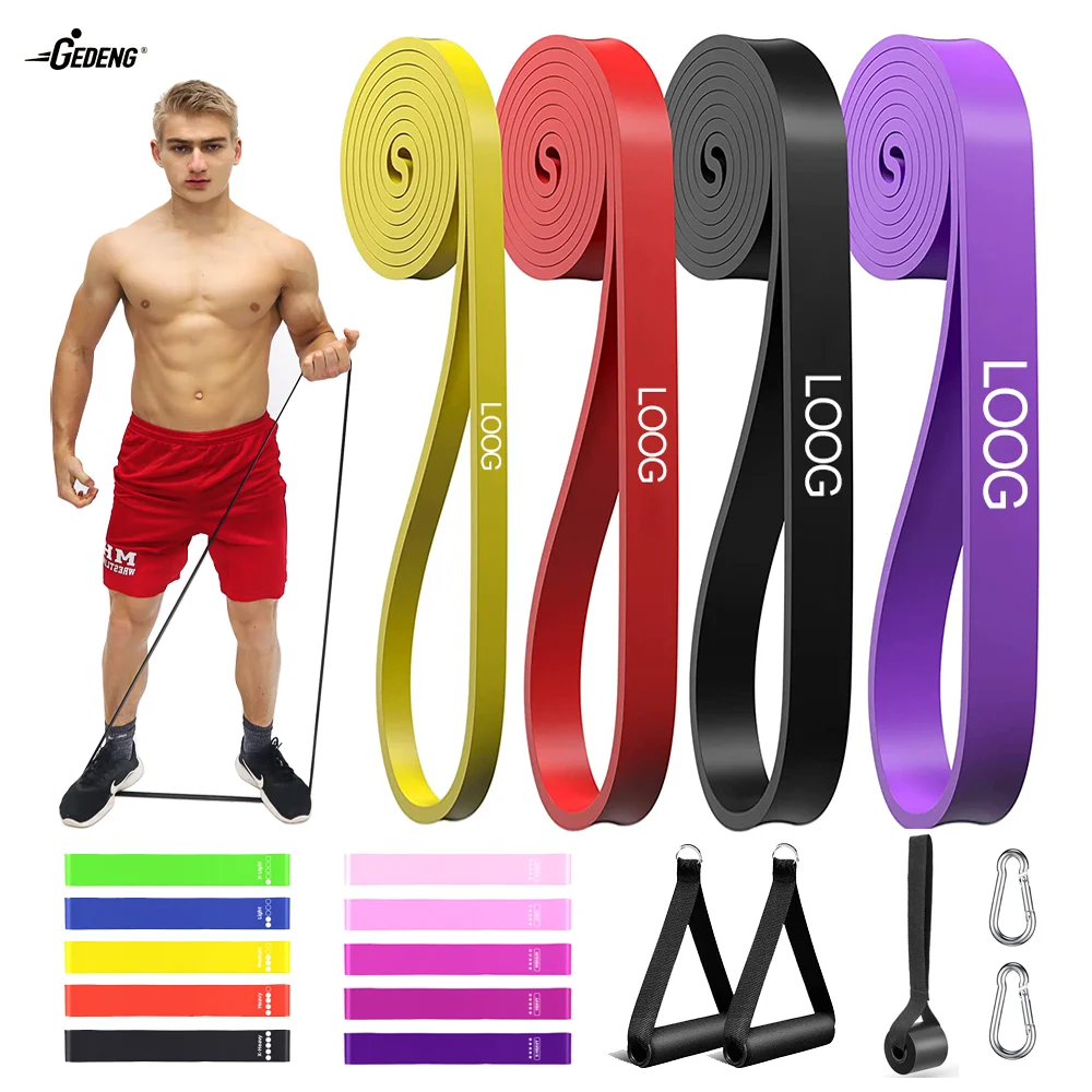 GEDENG  Manufacture Latex TPE material 2080*4.5*13/21/32/44 loop Resistance bands Pull Up Assist Power Bands for Body Stretching