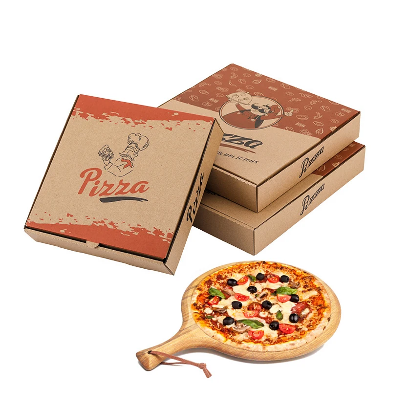 Custom Kraft Pizza Box Liner Corrugated Food Bakery Packaging with UV Coating and Varnishing for Pizza Baking and Baking