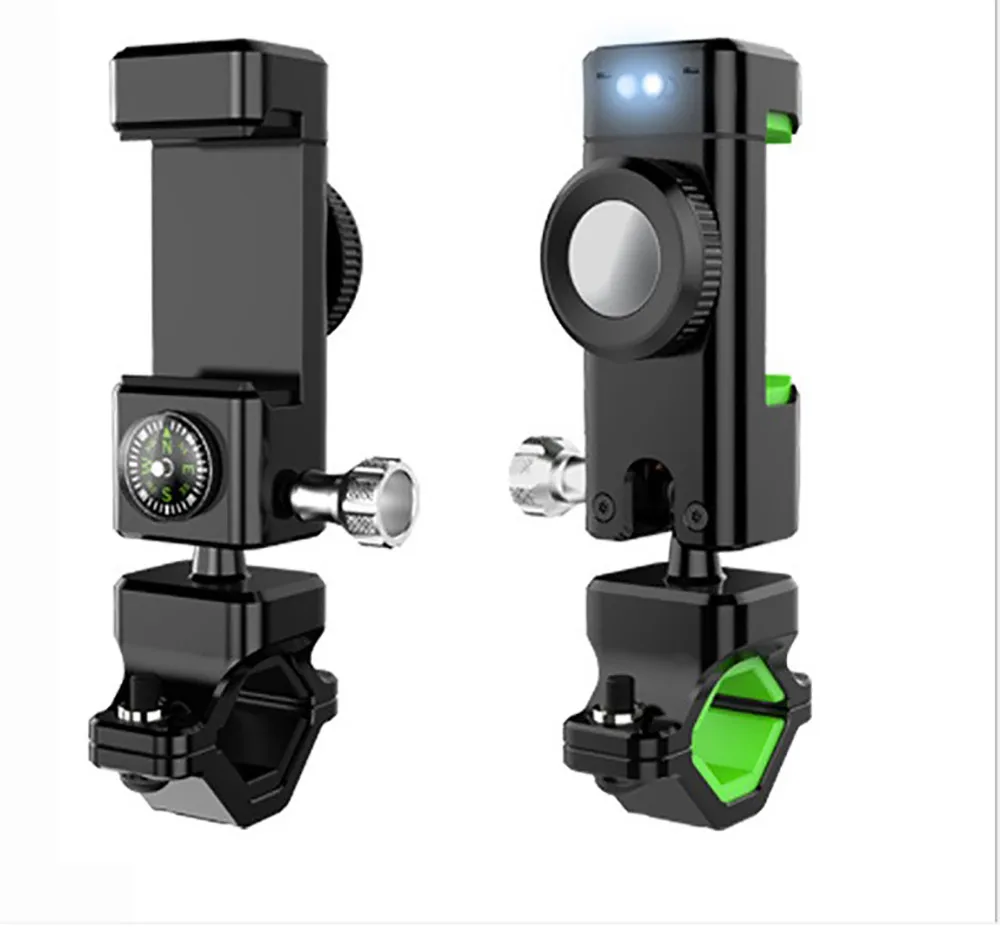 Bicycle Phone Holder Universal Bike Motorcycle Handlebar Clip Stand Mount Cell Phone Holder Bracket with Compass Guider