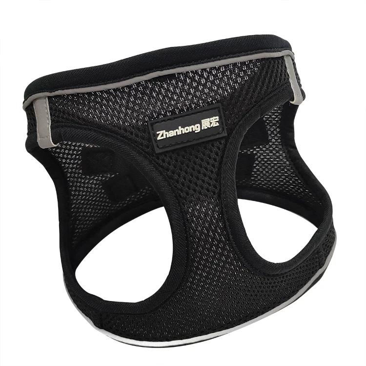 Custom Light Breathable Material Rotatable Secure Buckles Night Reflection Pet Dog Harness Vest With PVC Label