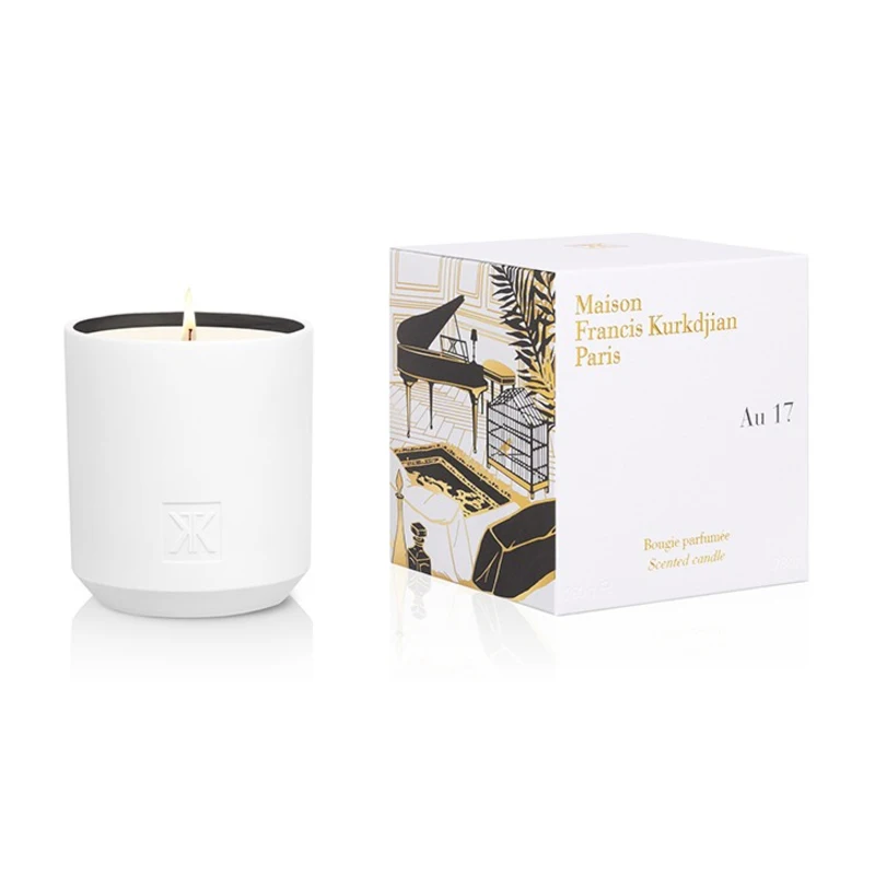 Wholesale frosted white glass candle jar with metal gold lid for luxury gift set