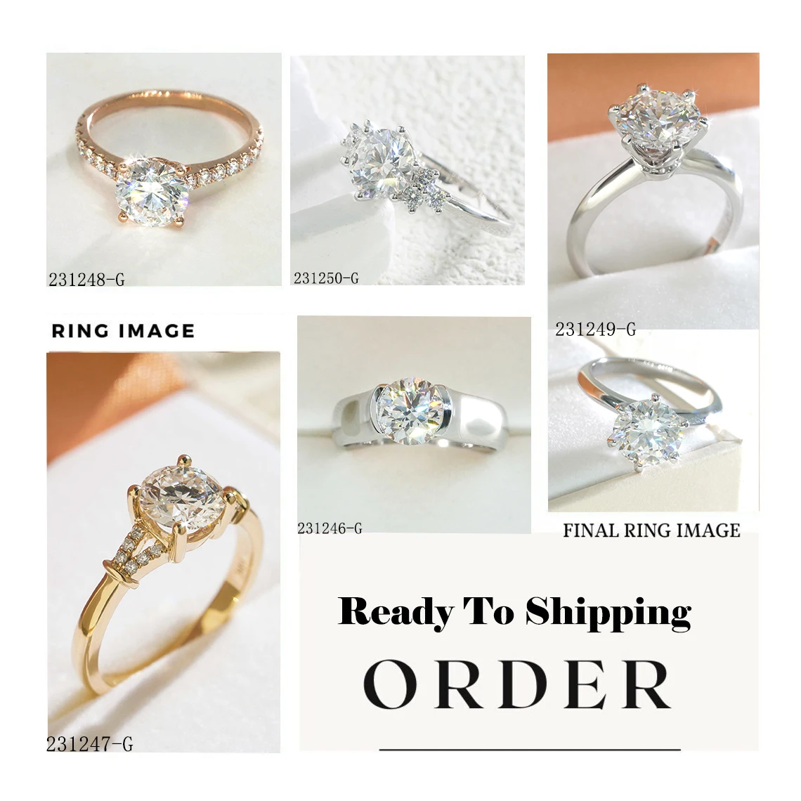 Classical 6 prongs brilliant cut 1.03 Carat IGI certificate 14K solid gold solitaire lab diamonds engagement/wedding rings