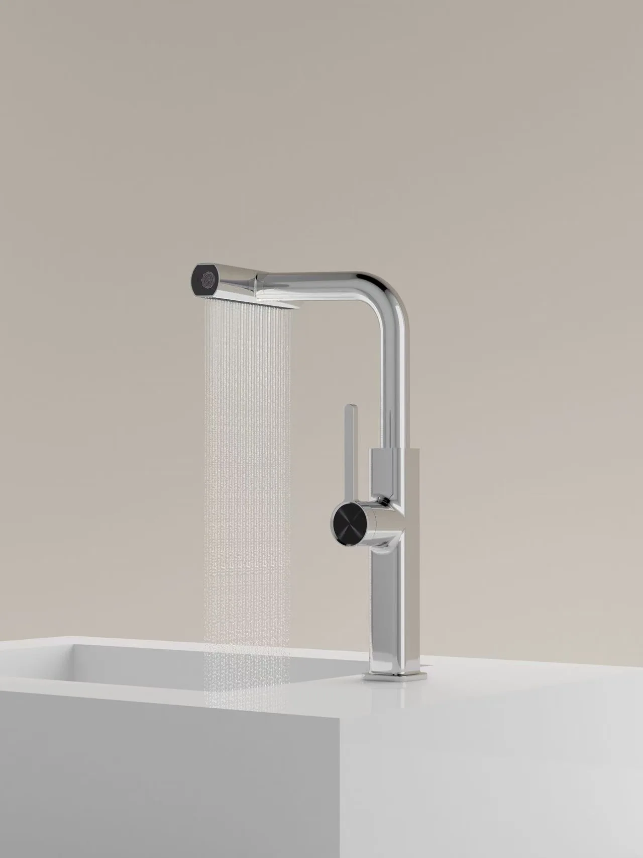 New All copper high-end kitchen waterfall digital display pull faucet