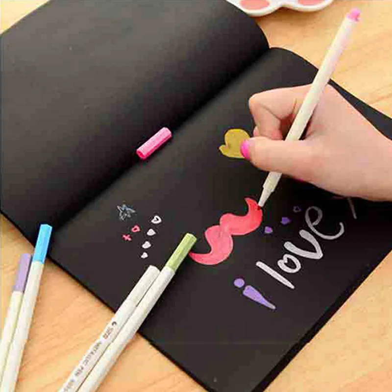 School supplies A5 Black Paper Painting Drawing Book Gel Pens Highlighter Sketchbook for Gift