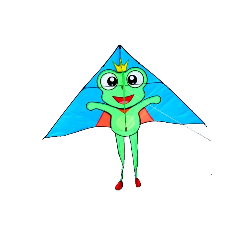 wholesale  cartoon frog  large smooth flying children  triangle custom single line kite from weifang kite factory
