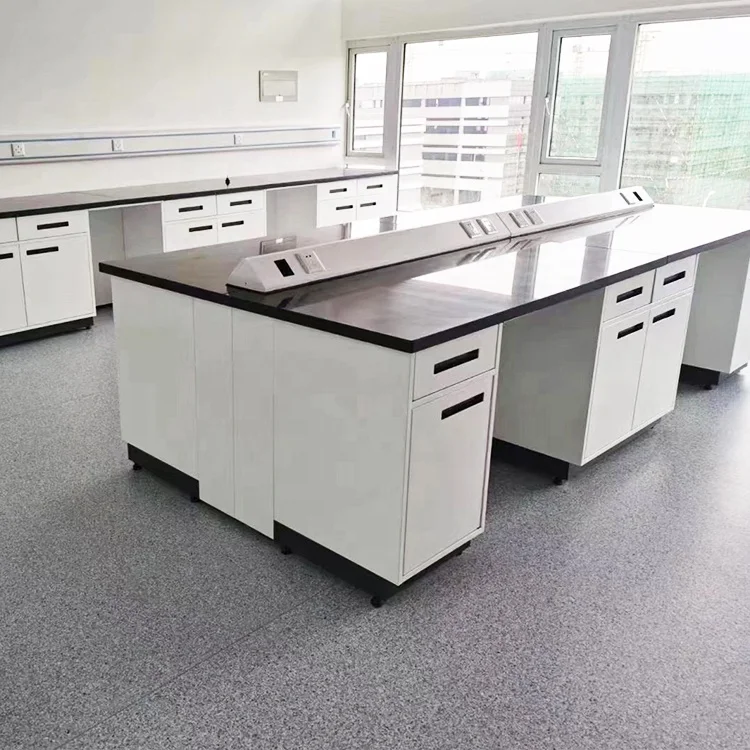 Medical Laboratory Workbench Chemical Furniture Table With Mobile Cabinet Storage