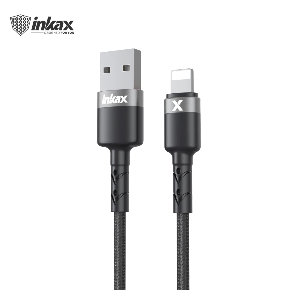 
 2020 Новый inkax CK-96-IP короткий usb-кабель для iPhone металлический разъем 1.7A 25 см мини портативный зарядный кабель с Зажим для хранения  