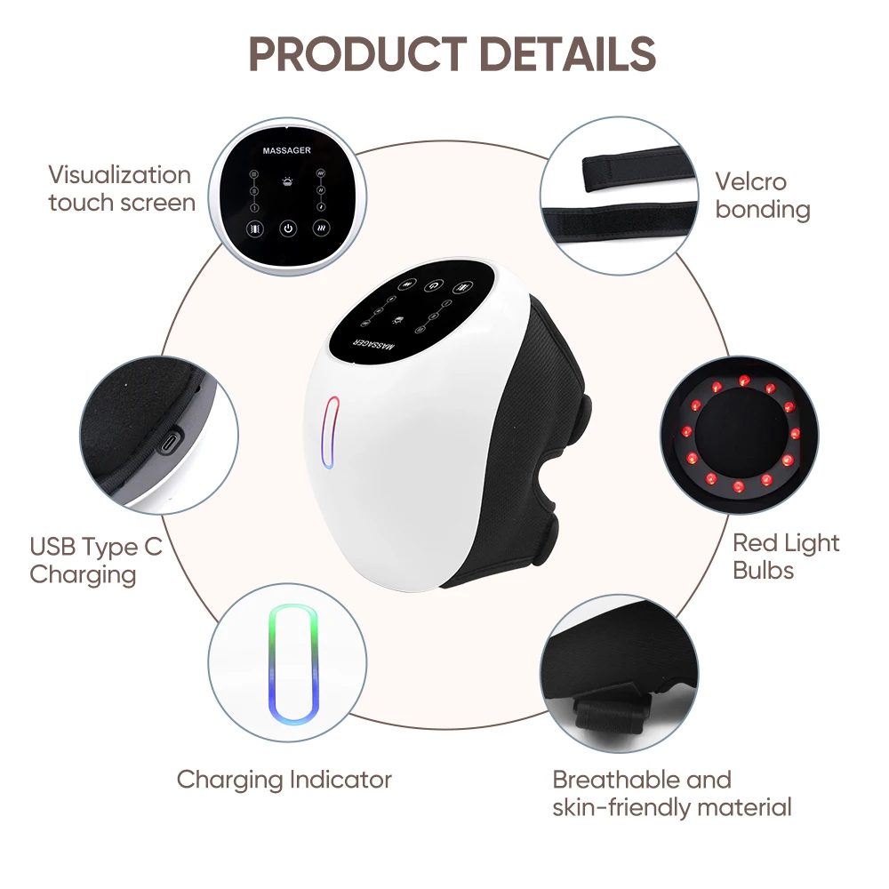 Infrared Red Light Therapy Heating Vibration Knee Massage Machine Joint Pain Relief Air Bag Hot Compression Knee Massager