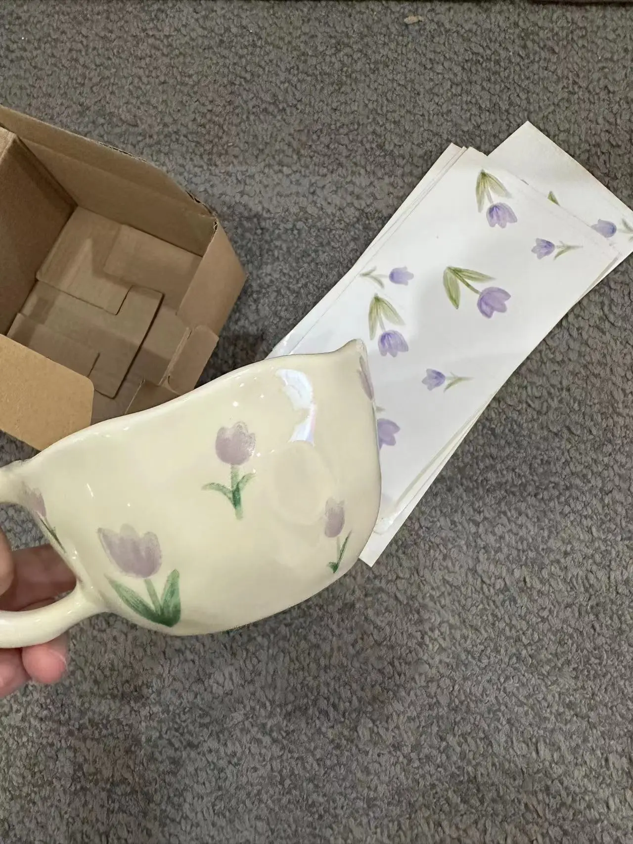 Handcrafted Dishwasher and Microwave Safe Creative Flower Cup Ceramic Coffee Mug with Handle for Office and Home