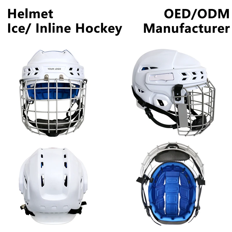 Customized ice hockey inline hockey helmet OEM Factory production Add your brand to the helmet Includes mask custom colors