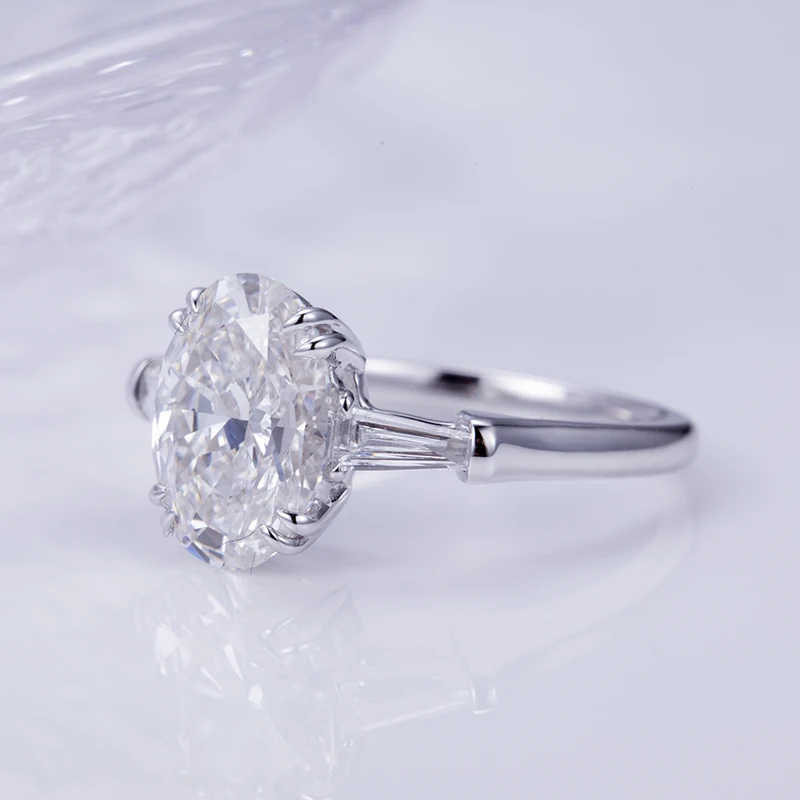 Messi Jewelry MSR-1294 IGI lab diamond ring 1.8ct oval lab diamond 18k gold ring engagement wedding band classic gift band