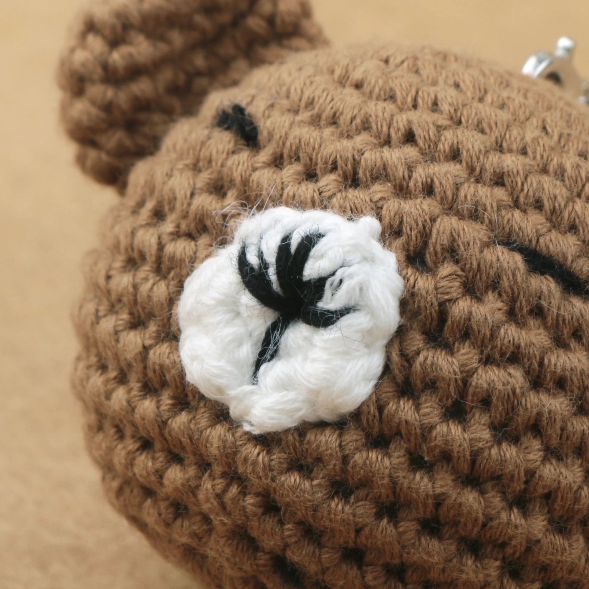 Handmade crochet bear head  crochet key chain cotton crochet grinding teeth ring cute stick toy wholesale