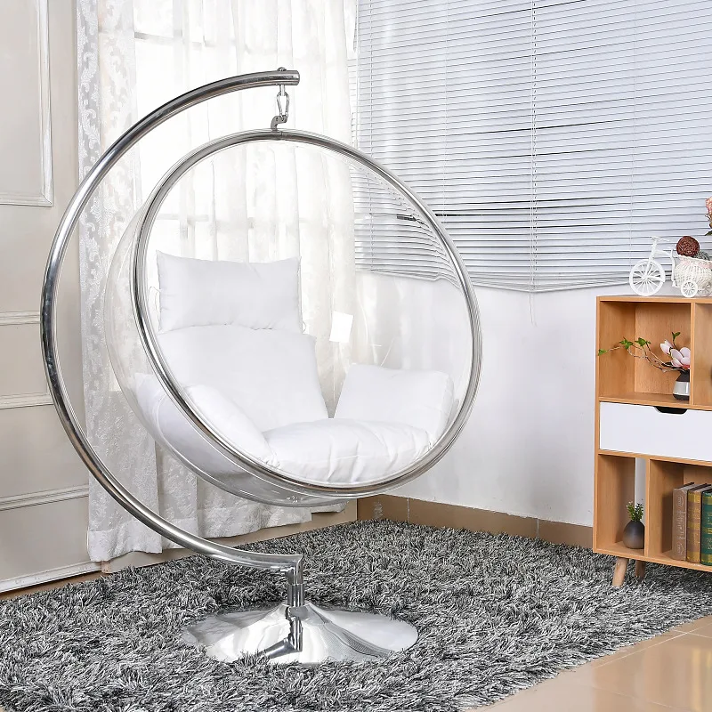Luxury Stainless Steel Bubble Chair Space Chair Acrylic Swing Rocking Chair Indoor Outdoor Balcony Acrylic Hanging Basket