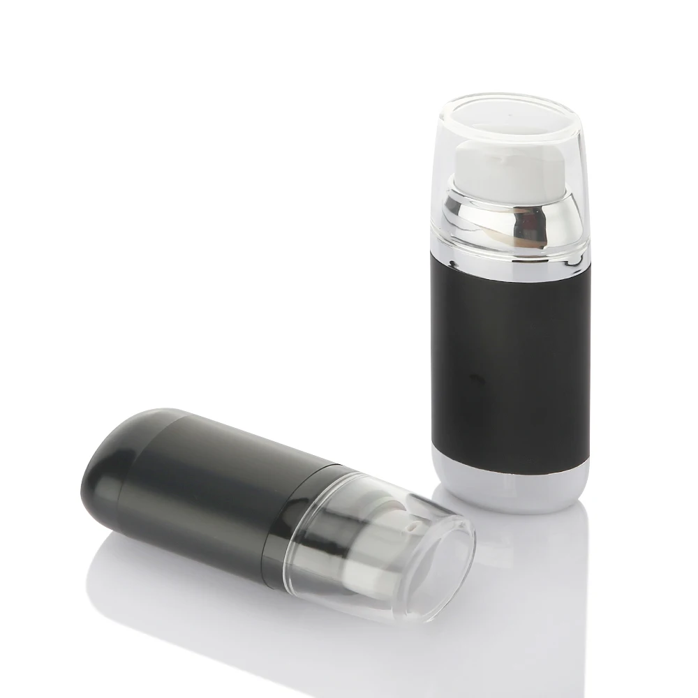 Hot Selling acrylic empty 35ml 45ml cosmetic black airless bottle BB sunshine Cream bottle with pump useful lotion