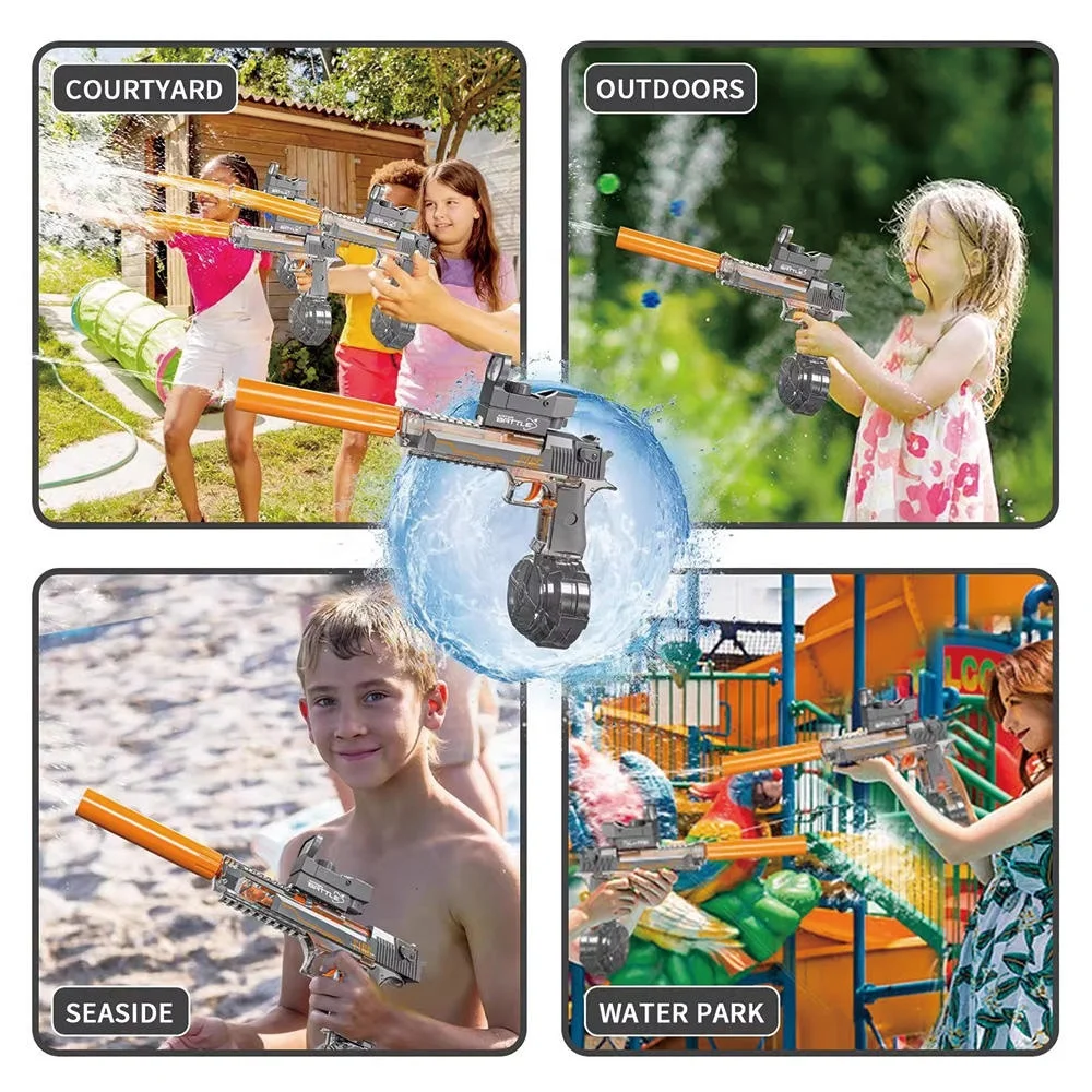Children Outdoor Toys New 2 in 1 Desert Eagle Electric Water Gun With Manual Electric Automatic Squirt Water Gun Toys for Kids