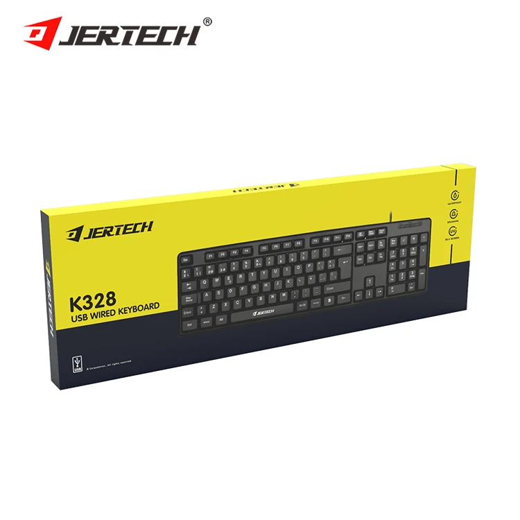 Jertech K328 Arabic Language Business Office klavye Layout OEM Brand Full Size Teclado Black USB Custom Wired Computer Keyboards