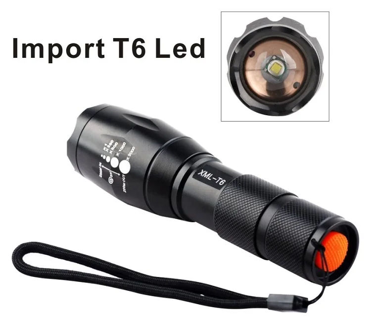 High power CREE-T6 LED ZOOM rechargeable Tactical flashlight Rechargeable Bright LED camping torch