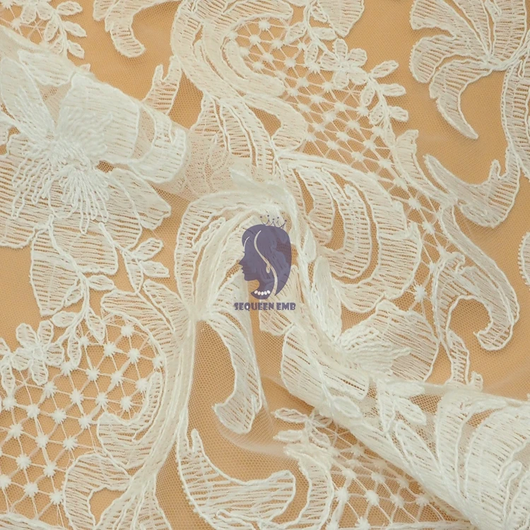 Factory Direct High Quality rayon embroidery fabric lace market in dubai tulle At Wholesale Price