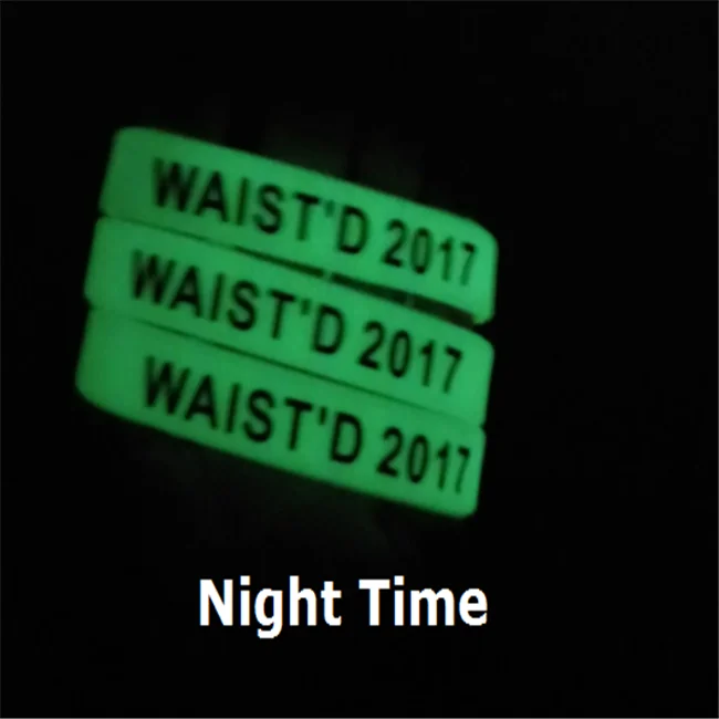 2024 year Promotional glow in dark long time event silicone rubber bracelet fluorescent wristband luminous wrist band